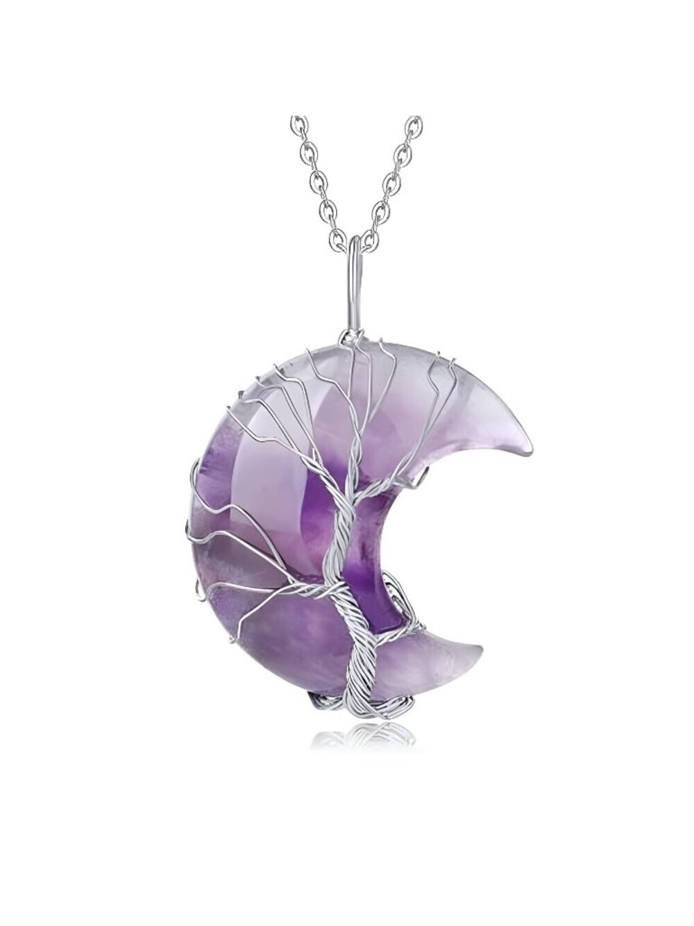 Necklaces for Women Crescent Moon Pendant Necklace Tree of Life Wire